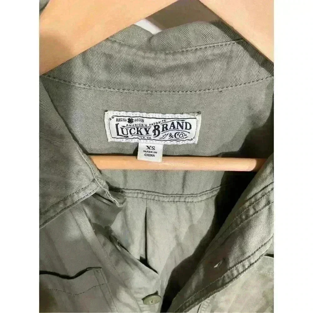 Lucky Brand Drawstring Dress, Women’s Size XS Frayed Hem Above the Knee, Aviator - Picture 10 of 12